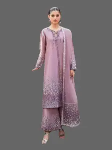 Elegant Pakistani Suits, Silk Womenswear Embroidery Outfit Palazzo Sequin. Ships from USA