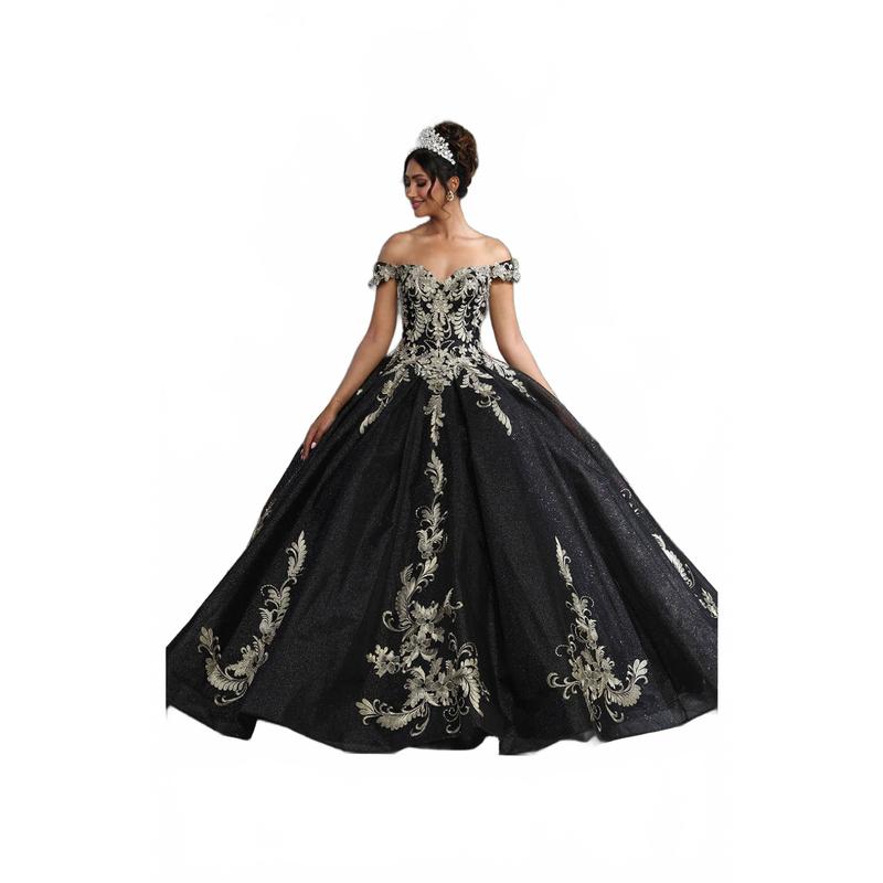 Black And Gold Quinceanera Dresses Off Shoulder Ball Gown