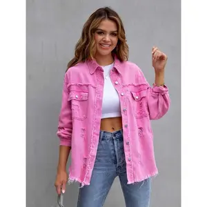 Distressed Drop Shoulder Denim Jacket