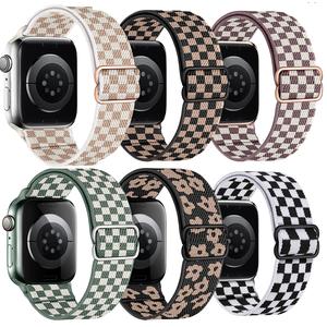 6 pack stretchy solo loop for apple watch bands, soft nylon elastic braided strap, fits 38-49mm models, ideal for all users & series, durable watch accessories