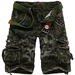SummerMen'sCamouflagePrintedWorkShortsMulti-PocketZipperButtonMilitaryCombatFiveShortsDailyStreetCasualShorts