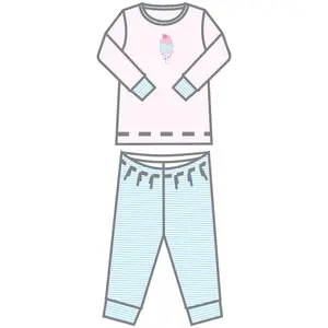 Scoops of Fun Applique Pink Long Pajamas