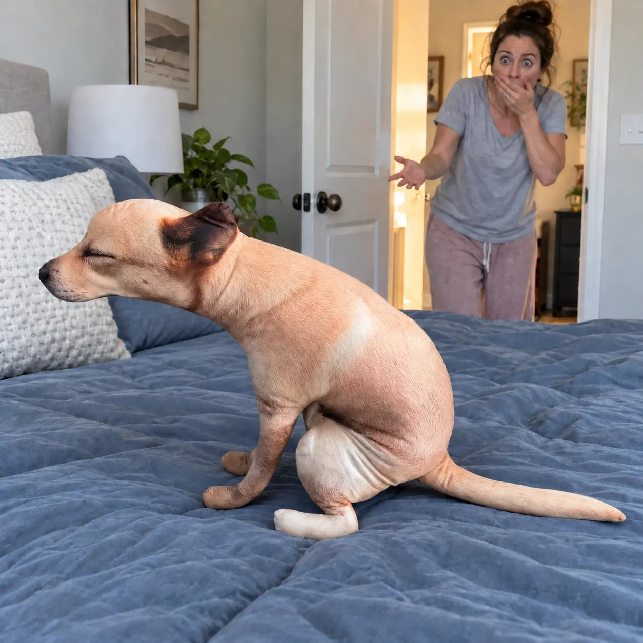 60cm/23.62in Funny Pooping Dog Pillow, Soft Dog-Shaped Cushion for Sofa & Bedroom Decor, Novelty Gift for Dog Lovers