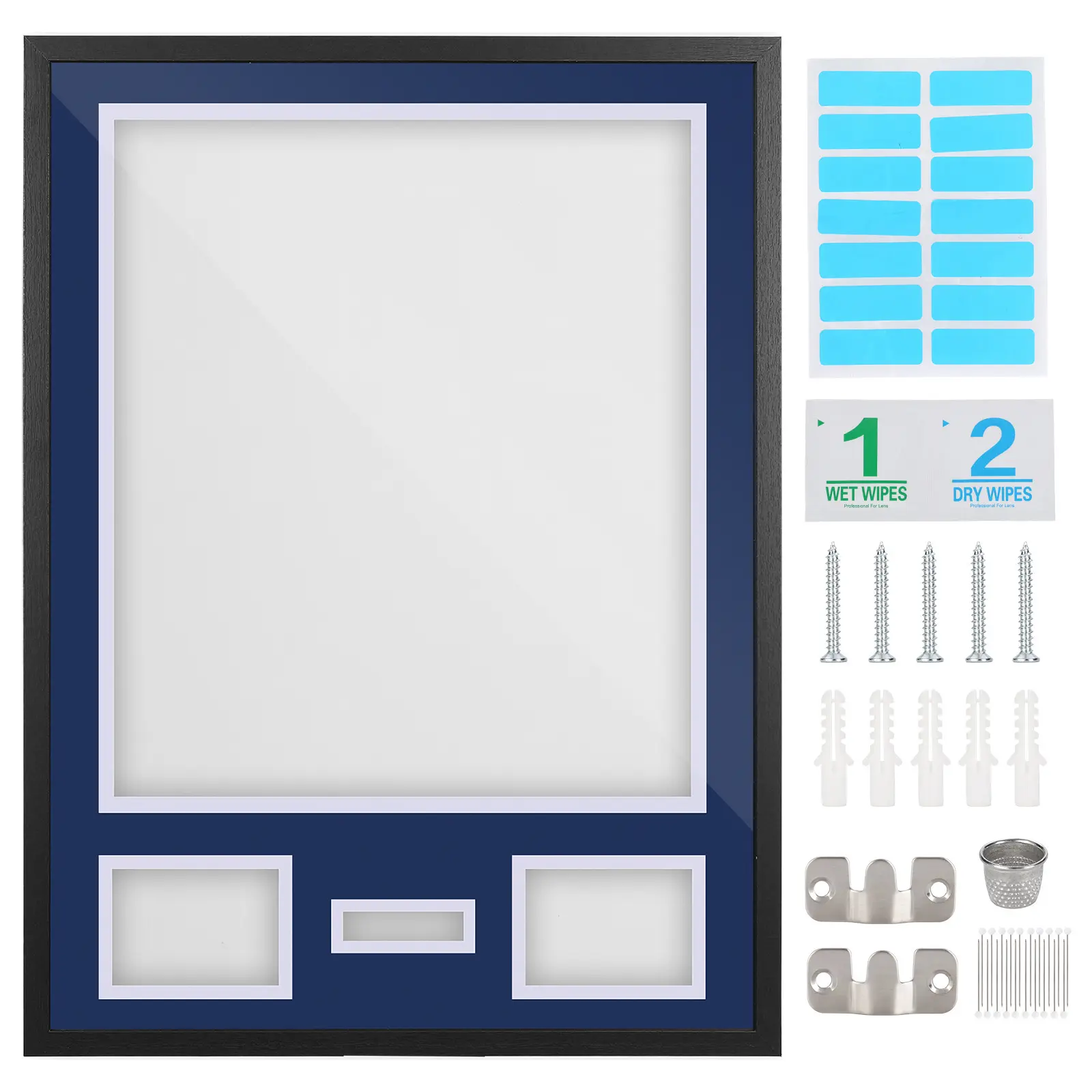 Jersey Shadow Box Display Frame with 2 Photo Slots and Signature Opening - White Bottom Mat, 10 Top Colors