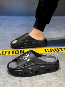 1 Pair Men's Thick Sole Slides: Soft Elastic Cushioning, Wear-Resistant Outsole, Anti-Slip Pattern, Outdoor Light Travel Sandals