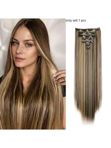 24-Inch Smooth Heat-Resistant Fiber Wig, Natural Look and Feel, Easy to Wear and Style, Medium Straight Hair Extension for Women, Synthetic Hairpiece, Synthetic Hair Extensions