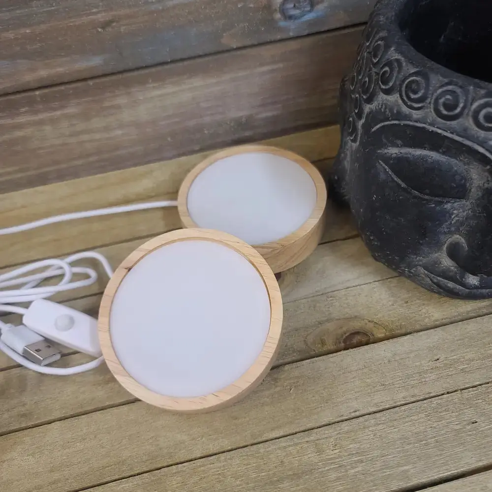 🤍✨ Bottom Lighted White Stand 3.25" (Wood) – Illuminate, Elevate and Energize 🌟