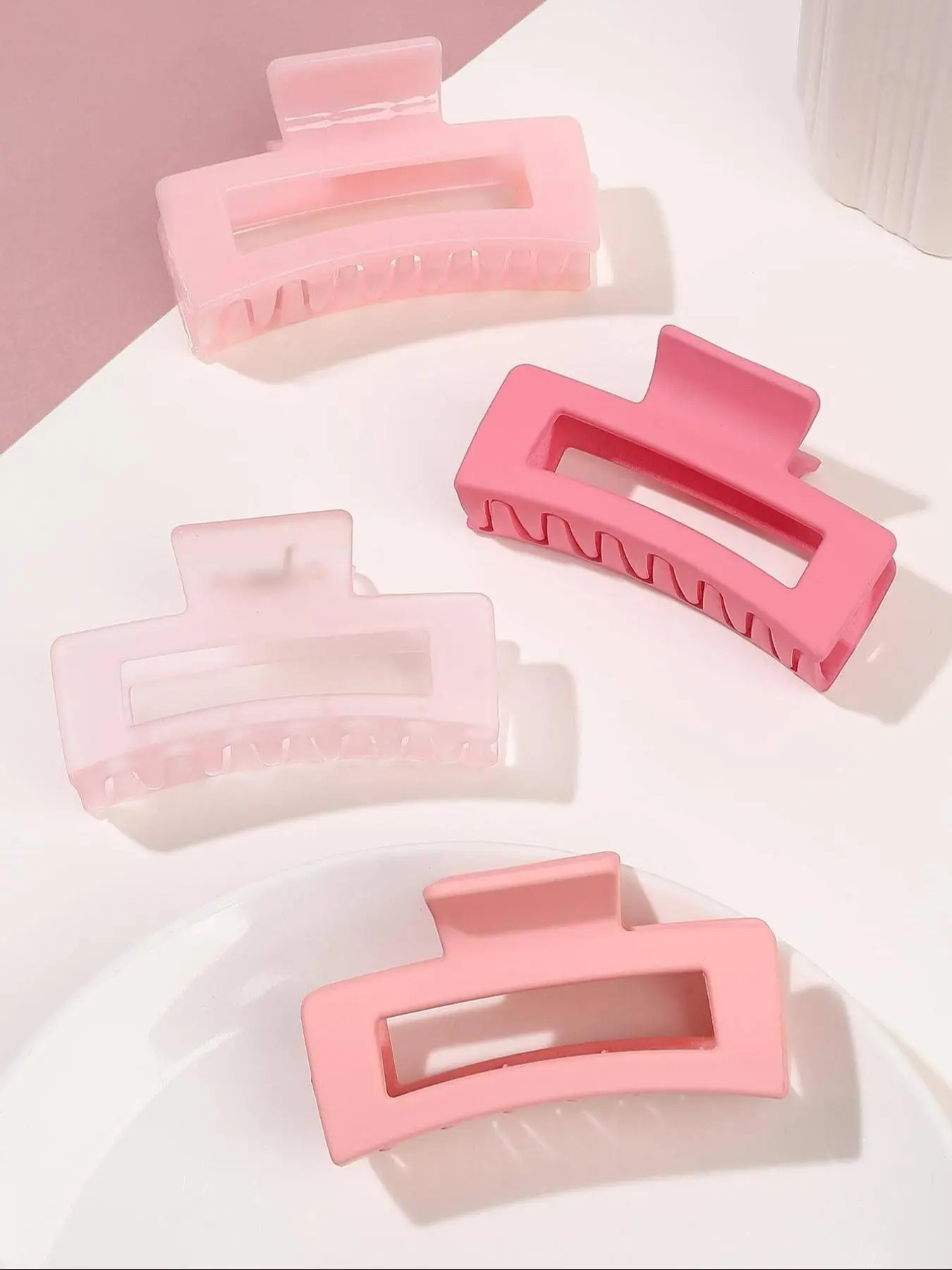 4pcs Women Rectangle Hair Claw, Hair Clip Set, For Back To School Summer Claw Clips Hair Clips, School Stuff, College Fall Winter Hair Accessories For Women For Vacation Outfits
