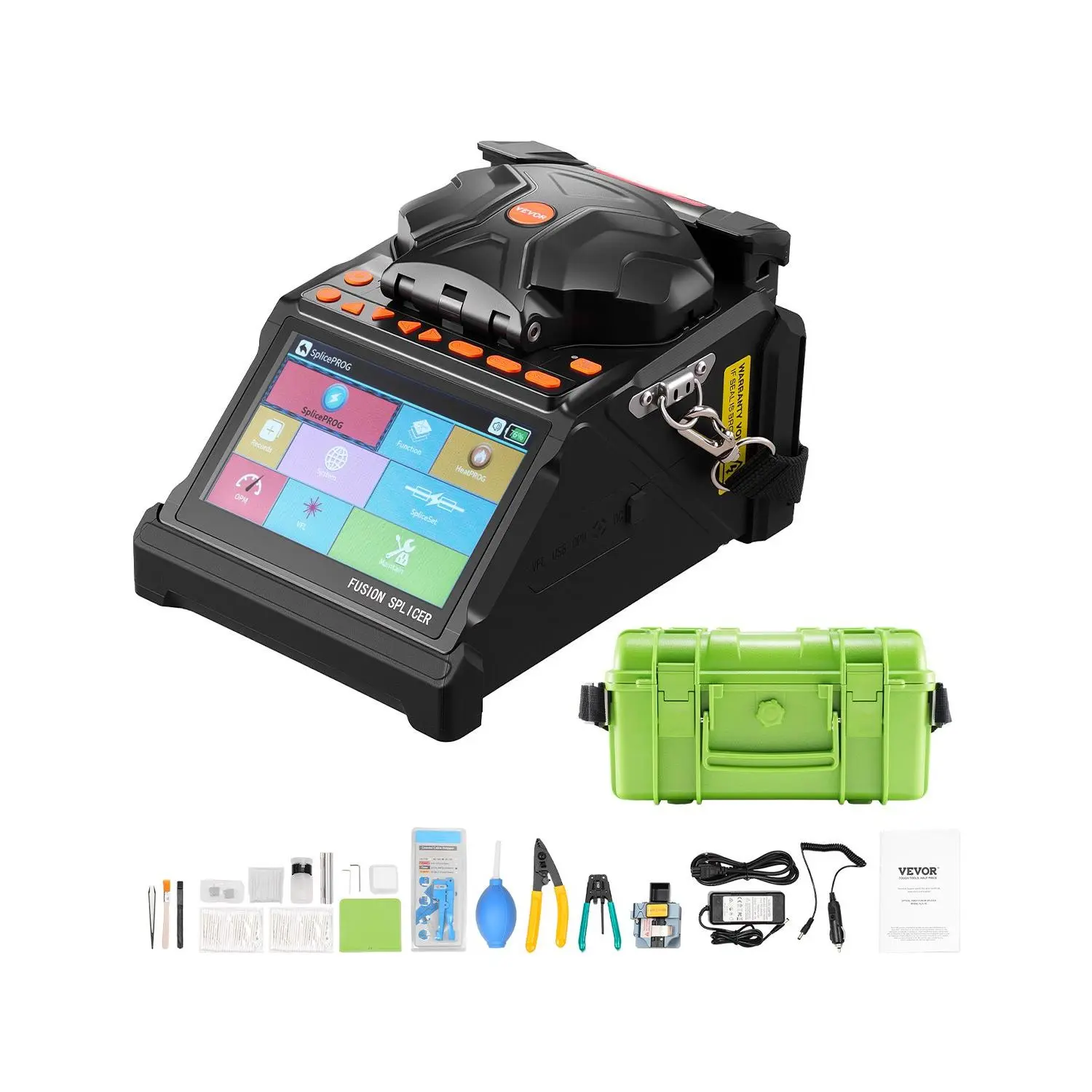 【Summerfinds】VEVOR Fiber Fusion Splicer 6 Motors, Core & Clad Alignment Fibers Optic Splicer with 6s Fast Splicing and 13s Heating, 5" LCD Screen, 3 in 1 Fiber Holder, 7800mAh Battery for SM MM DS NZDS Fibers