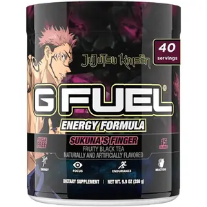 G Fuel Sukuna's Finger Energy Drink Powder, Pre Workout Caffeine Mix for Gaming, Sugar Free Focus Amino, Vitamin + Antioxidants, 9.9oz (Fruity Black Tea, 40 Servings)