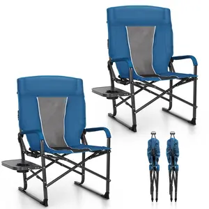 PHI VILLA Oversized Reclining Director Chair 43.7" High Back with Side Table,Heavy Duty Camping Chair for Adults,Supports Up to 300lbs