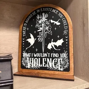 Wooden Book Shelf Decoration, Gothic Fantasy Theme Chalkboard Sign, Artificial Wooden Shelf Decoration, Suitable for Layered Shelf, Home Decor, Home Office Decor