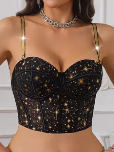 Women's Starry Body Shaping Vest, Adjustable Straps, Contemporary Style, Multi-Row Hooks, All Seasons, Underwear Bra Top, Shapewear, Corset