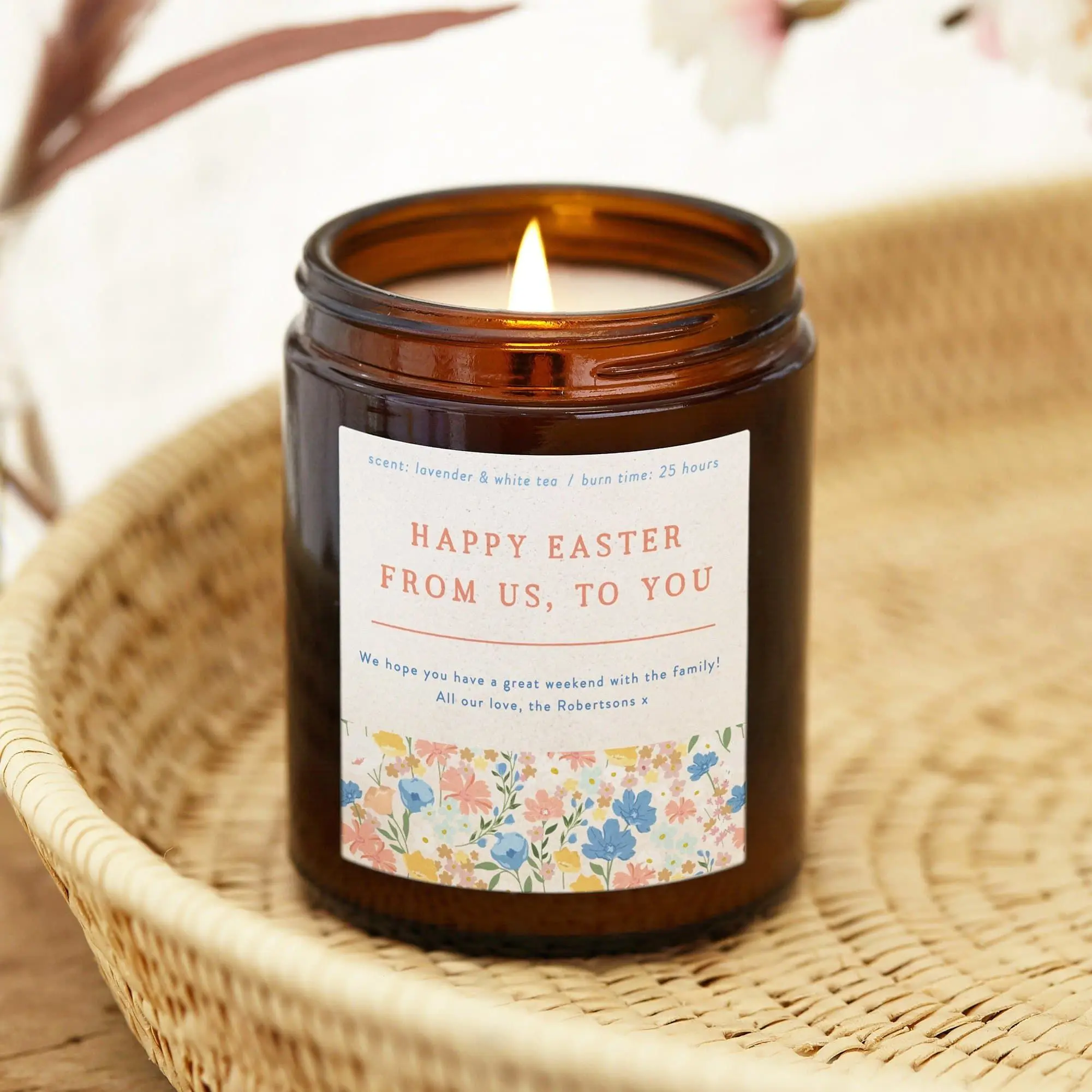 Easter Gift, Personalised Easter Gift Idea, Easter Gift Floral Candle