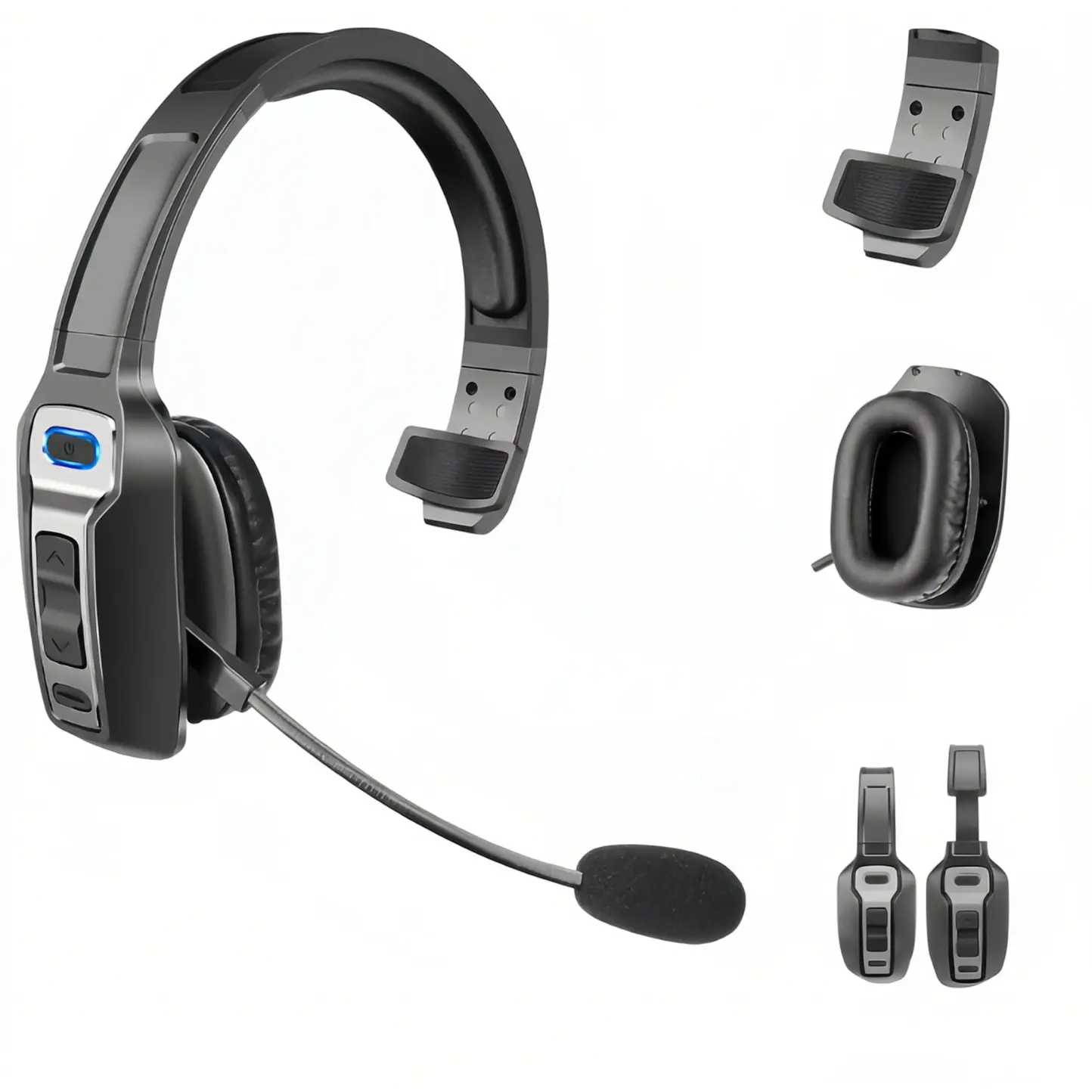 Professional Trucker Bluetooth Headset Noise Cancelling 60H Playtime 33FT Wireless Range USB-C Fast Charging For Long Haul Drivers Shelf Hardware Accessories