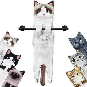 Funny Hand Towel for Kitchen and Bathroom - Decorative Ragdoll Cat Towel for Cat Lovers