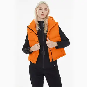 Orolay Women's Cropped Puffer Vest, Hooded Sleeveless Down Jacket with Stand Collar and Detachable Hood for Winter Comfort  Fall Vest Viral Puffer