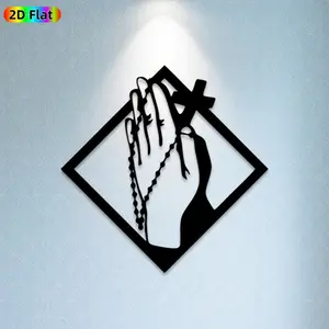 1pc Praying Hands & Cross Metal Wall Art,Praying Hands Statue Mural, Ideal Gift for Easter, Christmas, Religious Decor Enthusiasts, Rust-Resistant Metal Wall Decor Wall Sculptures, Perfect for Living Room Wall & Garden Fence, Spiritual Home Decor