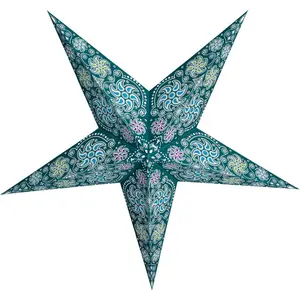 Paper  Lantern, 24 Inch Chakra Turquoise 3D Light-Up Hanging Lamp, Handcrafted Hollow Out  Decoration for Christmas, Wedding, Parties, Birthday, Indoor Outdoor Home Decor (Medium)