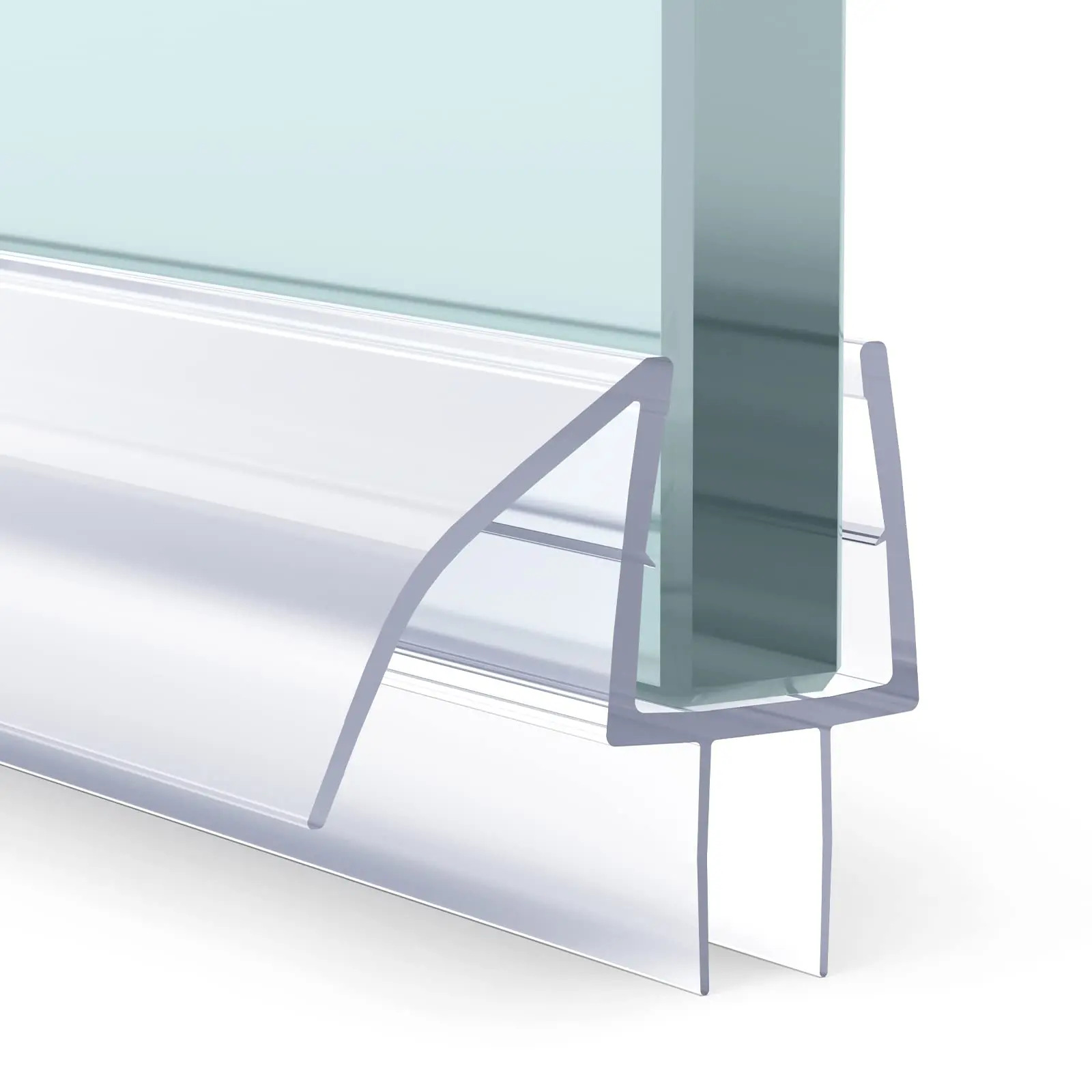 AmazerBath PVC Frameless Shower Door Bottom Seal Strip - 3 Pieces Segmented Kit with Sliding Door Sweeps, Soft Fin Glide, Toughness, 47.25in Total (15.75in Per Piece) Waterproof Bathroom Water Barrier