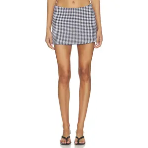 Good American The Keepsake Skort in Navy Gingham