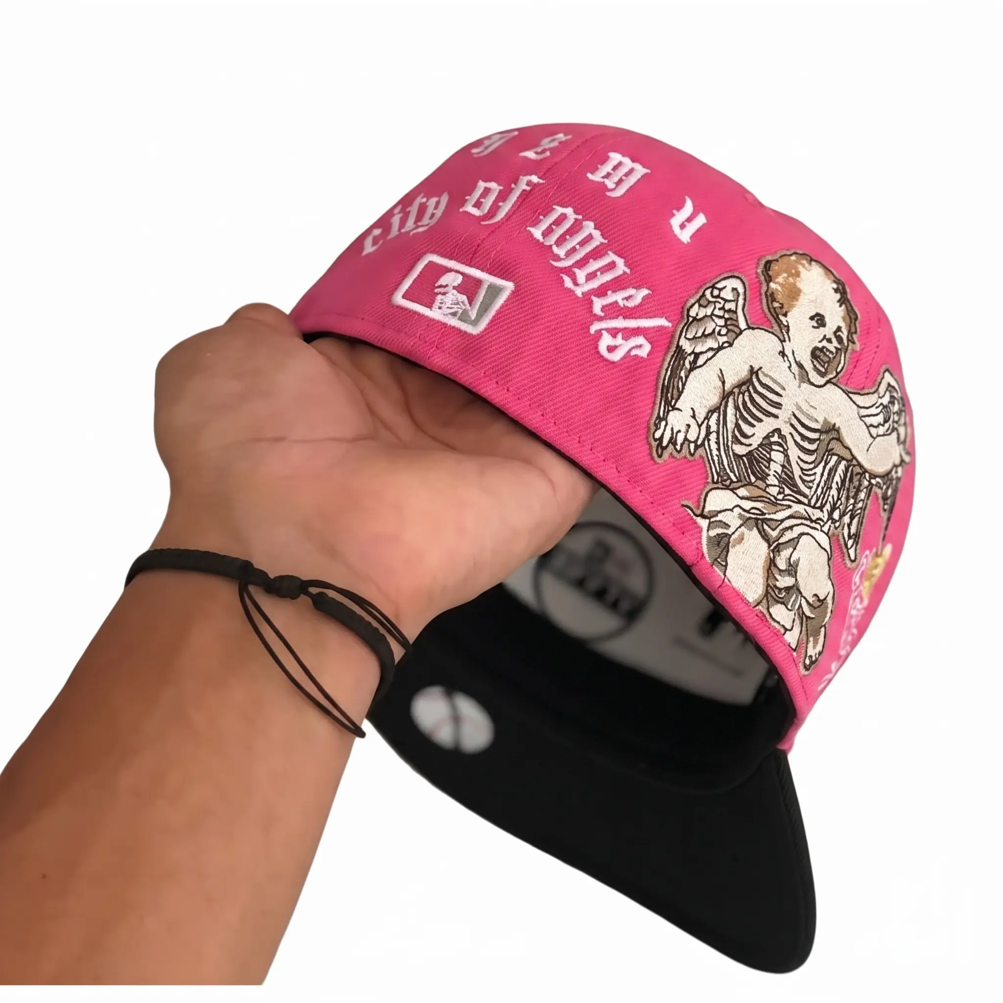 Unisex Cotton L.A Pink Hip Hop Baseball Cap - Embroidered Design, Adjustable Buckle, Breathable, Comfortable Fit, Size 7-8