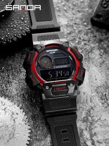 Sanda Fashion Waterproof Digital Watch for Youth, Dual Time, Stopwatch, Alarm, Luminous, Week Date, 12/24h, Casual Style, All Seasons, Sporty Waterproof Watch, Sports Digital Watch