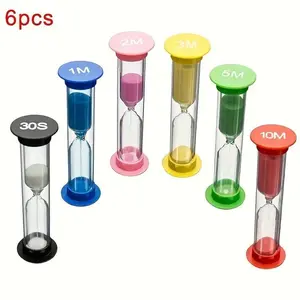 Hourglass Timer, 6 Counts/set Colorful Hourglass, Durable and Safe Drop-proof Design Kitchen Timers for Classroom Teaching Game, Utensils, Kitchen Egg Timer