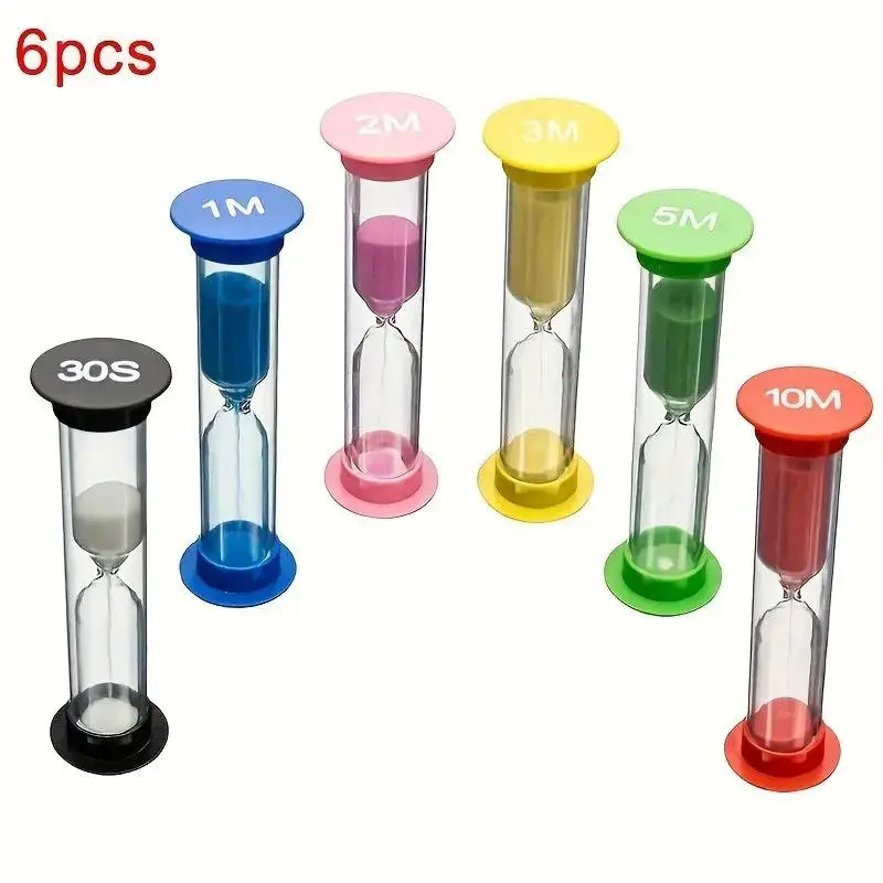 Hourglass Timer, 6 Counts/set Colorful Hourglass, Durable and Safe Drop-proof Design Kitchen Timers for Classroom Teaching Game, Utensils, Kitchen Egg Timer, Kitchen Gadgets