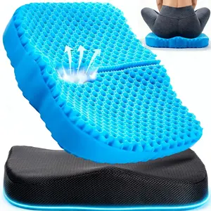 Gel Seat Cushion for Long Sitting, Pressure Relief, Soft & Breathable, Chair Cushion for Office, Car, Wheelchair, Non-Slip Cover