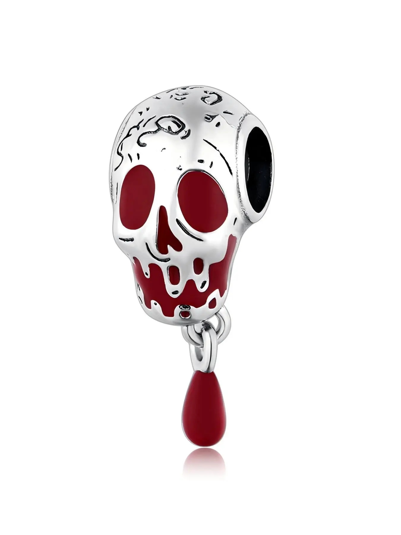Dripping Skull Head Silver Beaded Necklace, Gothic Dark Culture Style, 3D Carved Halloween Accessory, Unique Fashion Jewelry