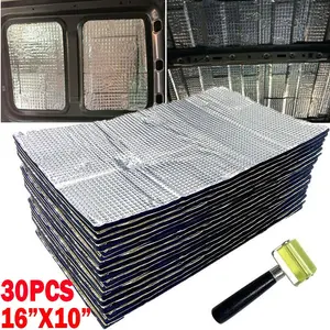 Fireproof Self-Adhesive Car Sound Deadener Mat, 32sqft Heat Insulation, Noise Reduction, 16"x10" 30PCS for Hood, Car Engine Parts & Automotive Interior Performance Accessory