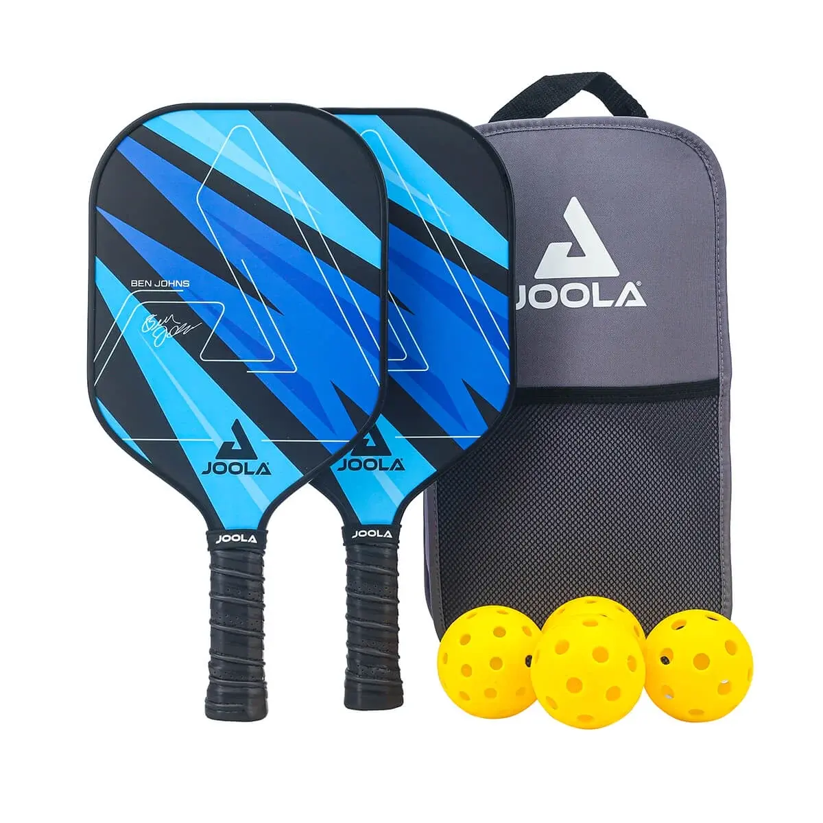 JOOLA Ben Johns Blue Lightning Pickleball Set, 2 Paddles, Paddle Bag, 4 Balls, Blue Joola