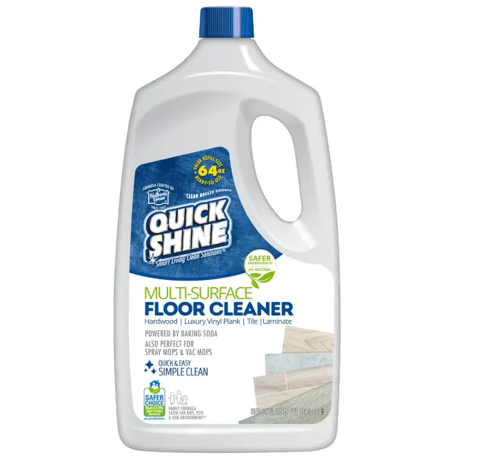 Quick Shine Multi Surface Floor Cleaner 64oz, Ready to Use-Streak Free-No Rinse, Use on Hardwood, Laminate, Luxury Vinyl Plank & Stone, Use in Spray Mops & Vac Mops, Safer Choice Cleaner