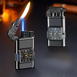 Cool Lighter Alligator Vintage Watch Lighter - Windproof Jet Flame Torch with Adjustable Dial, Refillable Butane Cool Lighter for Indoor & Outdoor Use, Elegant Gift for Men, no butane gas