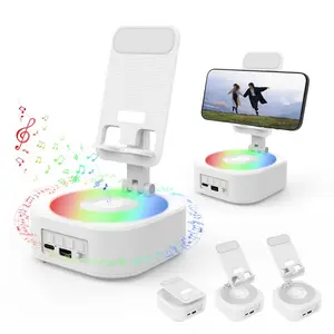3-in-1 Charging Bluetooth Speaker & Phone Holder, Wireless Speaker for iPhone, HD Bass for Party, Outdoor, Best Tech Gift Ideas,White