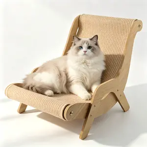 Extra Large Natural Sisal Cat Scratcher Lounge & Bed - 110 lbs Weight Capacity, Curved 2-in-1 Scratcher Chair & Lounge, Low-Profile, Furniture-Grade Durable All-Seasons Combo（23.62L × 17.52W × 16.46H in）
