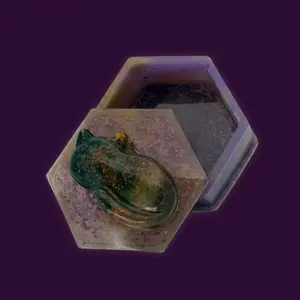 Purple Handmade Cat Trinket Box with Lid