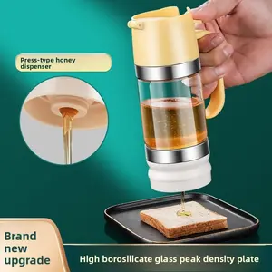 Glass Honey Dispenser kitchen items No Drip No Mess Leak-Free Design with Handle for Maple Syrup Maintains Freshness Easy to Clean Refill Perfect for Everyday Use