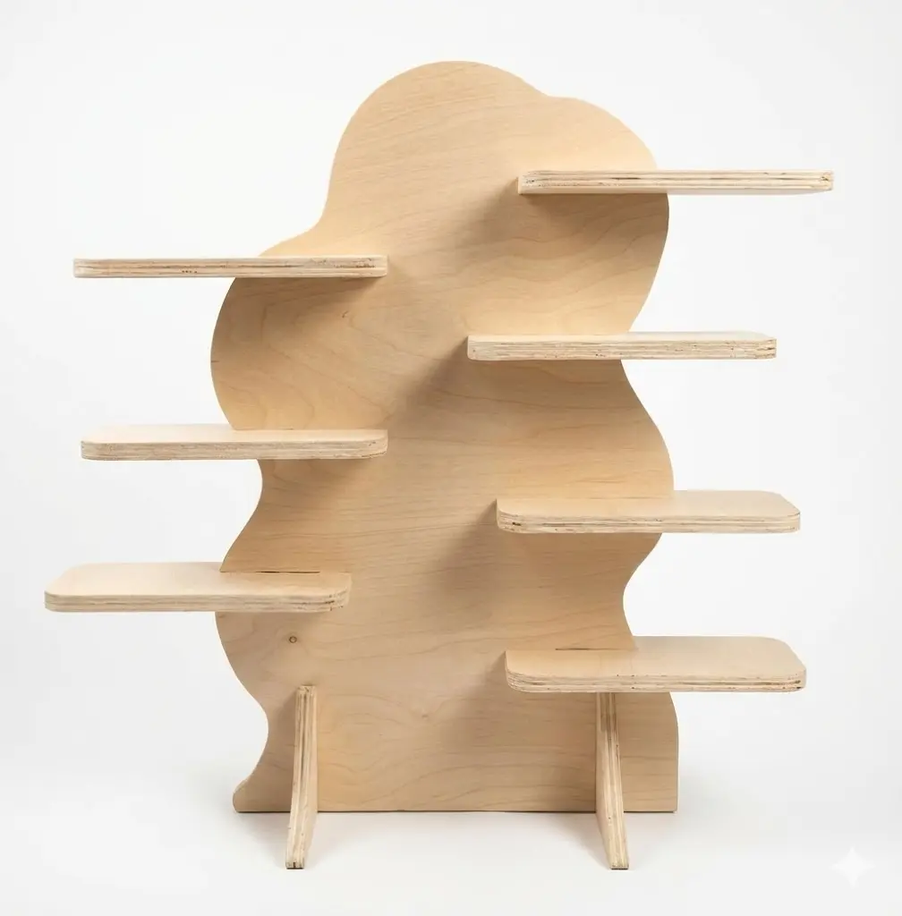 Wavy Asymmetrical Collapsible Display Stand - Tiered Retail & Market Shelf | Freestanding Product Rack for Booths and Showcase