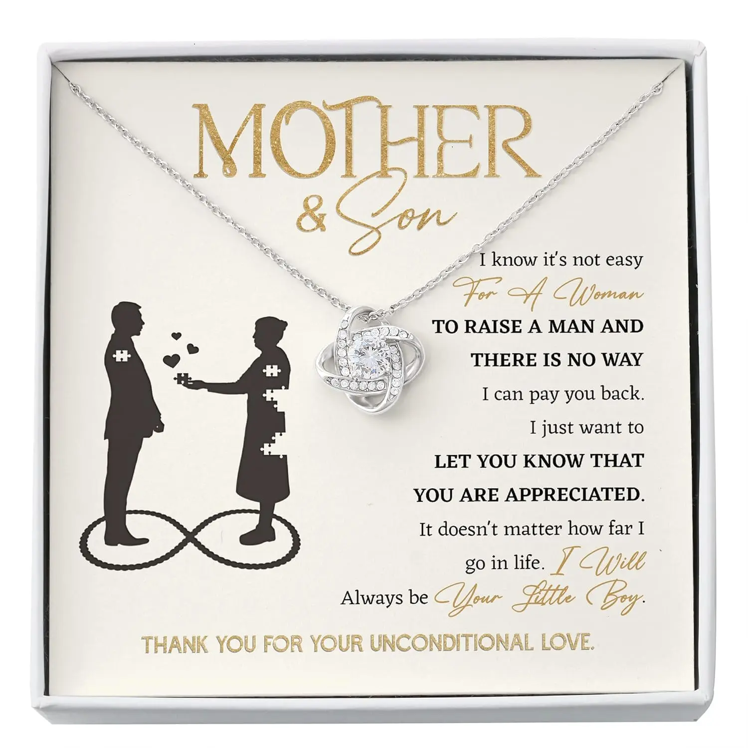 Gifts For Women, Birthday Mother's Day Wedding Valentine Jewelry Gifts - Mother & Son Necklace (Mother & Son, Love Knot Necklace)