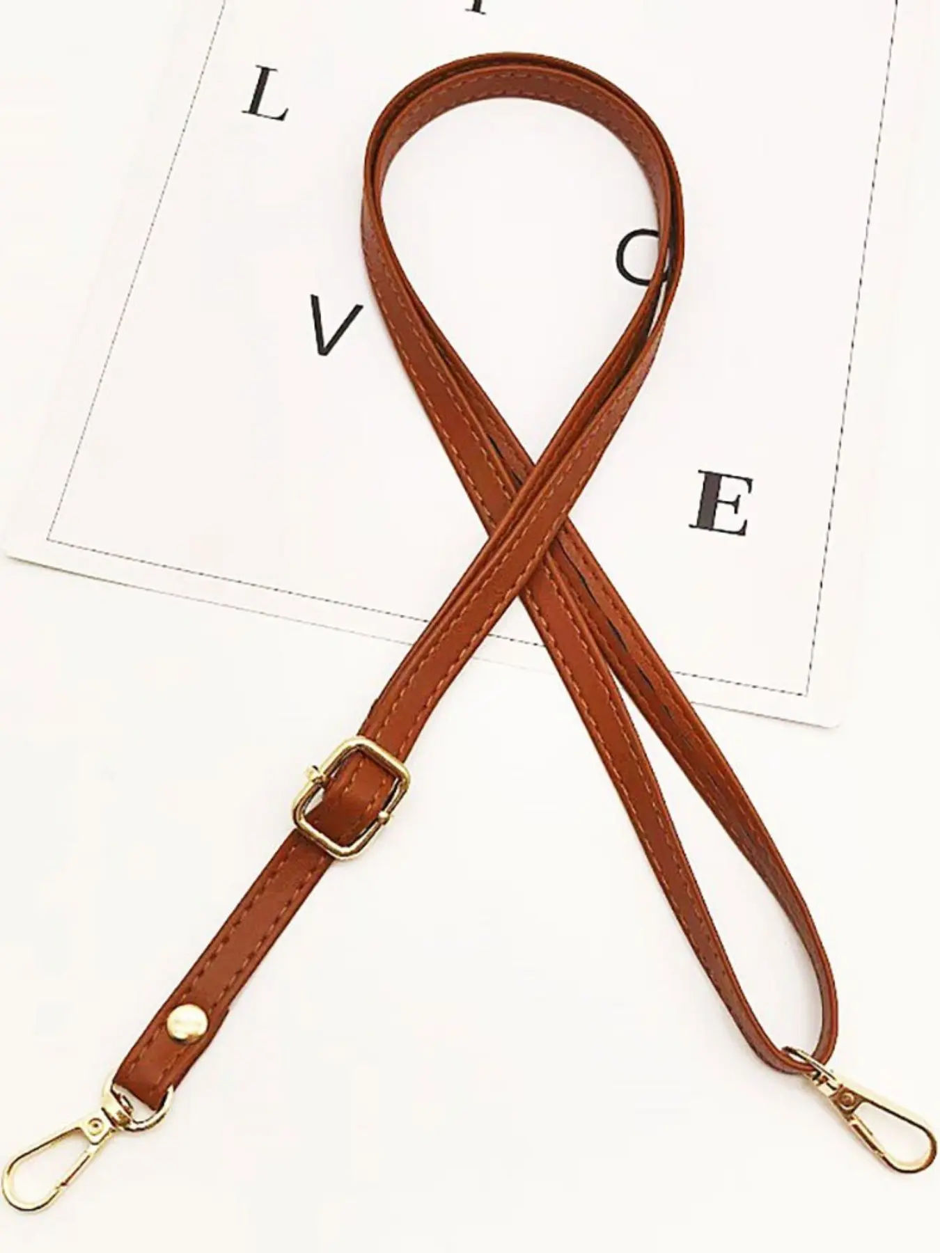 Sleek PU Leather Bag Strap Purse Strap Accessories, Casual Adjustable Strap, Handbag Accessory–Adjustable(27.5-50inch) Crossbody Shoulder Handle Strap Replacement with Gold Buckle, Bag Decoration for Small Underarm/Hobo/Crossbody Bags