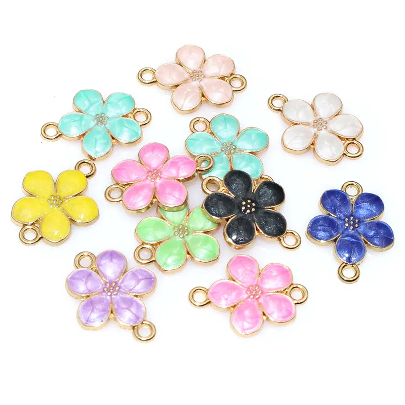 20pcs 19x14mm Double Loops Enamel Pendant Connector Charms DIY Jewelry Making Accessories Findings for Necklace Bracelet