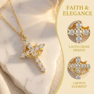 [BUY 1 GET 1 FREE] Waterproof Crown Cross Necklace with Luxury Gift Box - Non-Tarnish Faith Jewelry for Women, Ideal Easter & Mother's Day Gifts