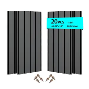 Metal Roof Panel Length 61IN Galvanized Roof Panels 20 PCS Waterproof Heavy Duty Metal Roof Panels for Outdoor House Storage