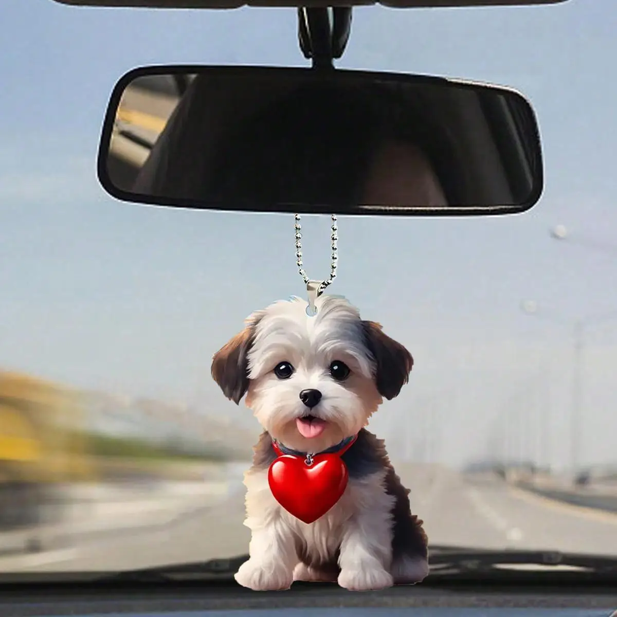Cute Dog Design Car Rearview Mirror Hanging Ornament, Car Interior Hanging Decoration, Car Interior Decoration Pendant, Interior Accessories for Women
