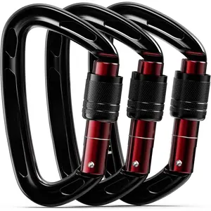 4inches 25kN-5621lbs Climbing Carabiners, UIAA CE Certified, Screw Lock, 7075 Aluminium, Lightweight, Rust Proof, for Mountaineering, Rappelling etc., Multi-Colors