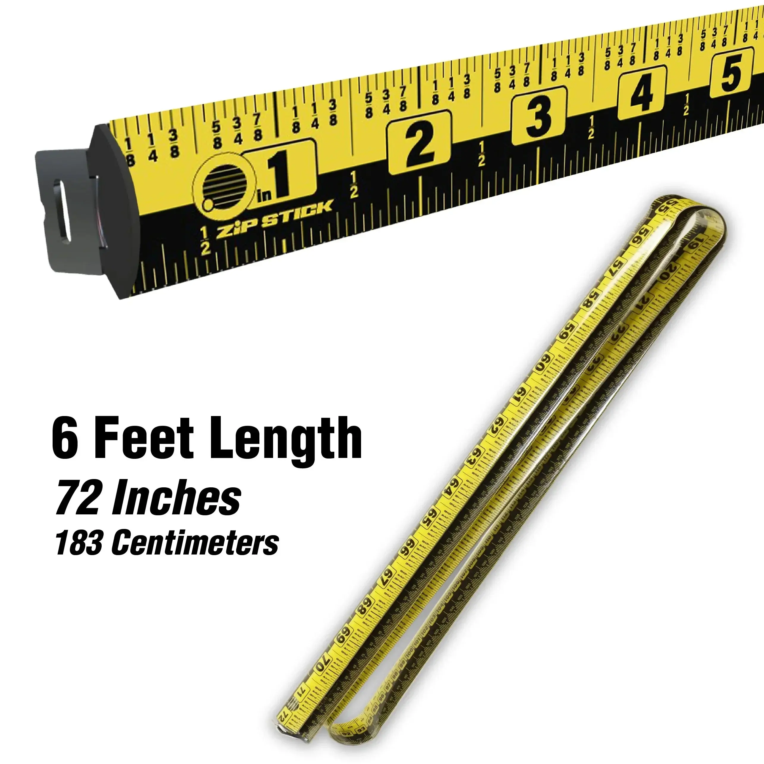 72 in Zip Stick ProSpan Magnetic Tape Measure - Sewing Work Tool, Warehouse Tool with Flexible Steel, Bold High-Contrast Markings