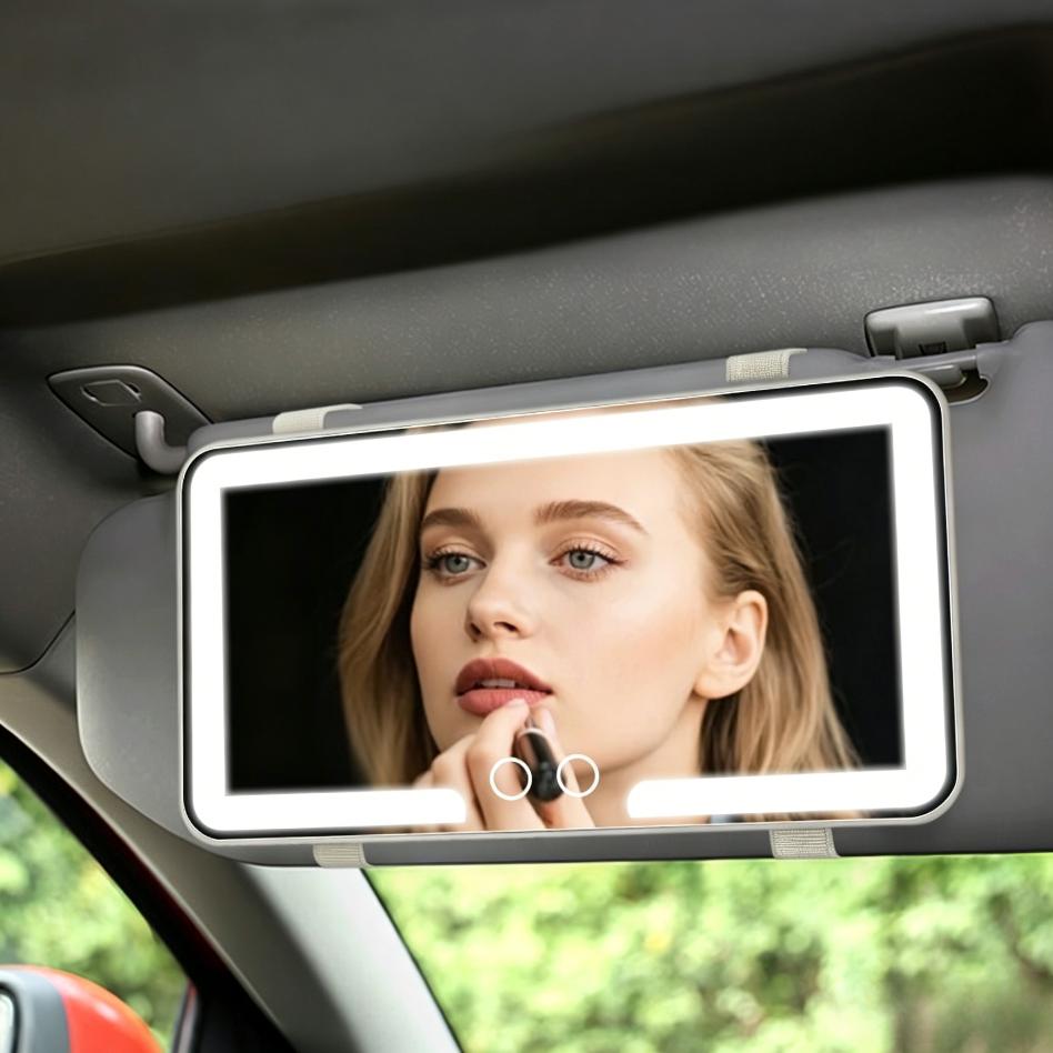 Car Sun Visor Makeup Mirror, LED Touch Screen Adjustable Brightness Auto Interior Makeup HD Mirror, Rechargeable Vanity Mirror | Girly Car Accessories | Car Stuff