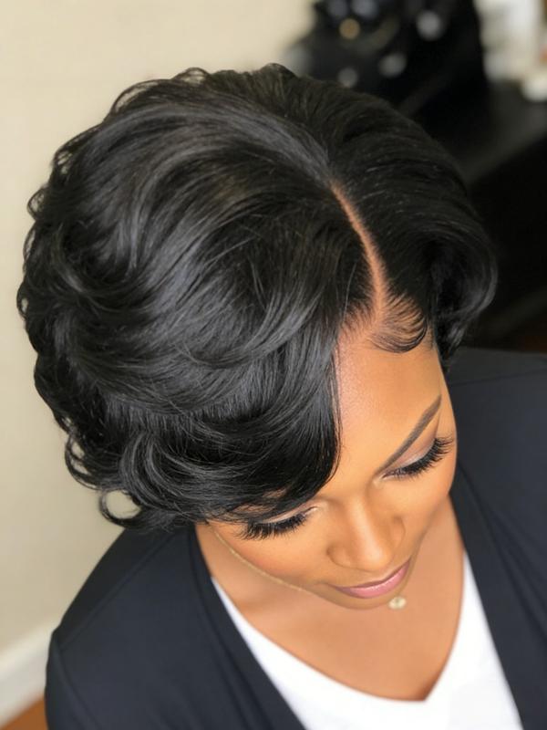 13x4 Lace Front Wigs Human Hair Pixie Cut Wig, Pre Plucked 8 Inch Short Body Wave Bob for Women, Glueless Curly Wig, Curly Short Wigs for Stylish Looks